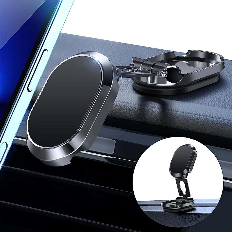 Photo 1 of  Folding Magnetic Phone Holder,?Super Magnet??with 2 Metal Plates? Car Magnetic Phone Holder,?360° Rotation? Universal Dashboard Car Holder for iPhone,Samsung and Other Phones (Black)