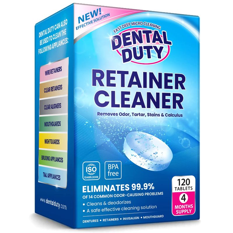 Photo 1 of 120 Retainer and Denture Cleaning Tablets (4 Months Supply) - Cleaner Removes Plaque, Stains from Dentures, Retainers, Night Guards, Mouth Guard, Aligners and Removable Dental Appliances