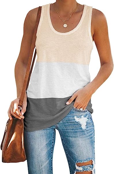 Photo 1 of Imily Bela Womens Workout Color Block Tank Tops Racerback Yoga Basic Summer Casual Tee Shirt, SIZE XXL 