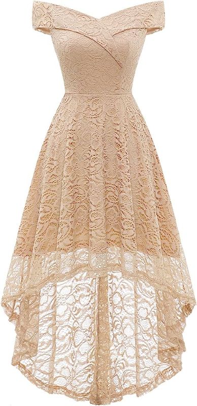 Photo 1 of HomRain Women's Elegant Floral Lace Dress Off The Shoulder High Low Hem Dresses for Wedding for Cocktail for Party. SIZE 3XL 