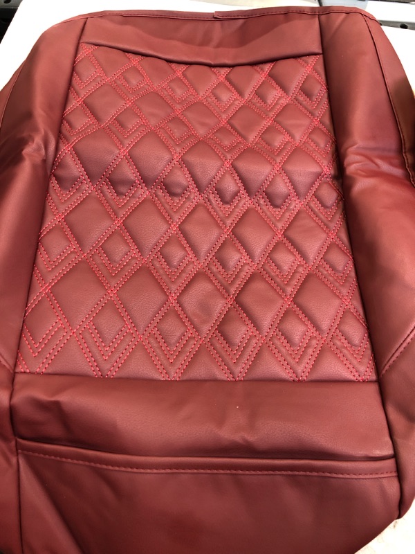 Photo 2 of 1 Piece Car Seat Covers Protectors for Front Seat Bottoms, Luxury PU Leather Car Interior Seat Cushion Pad Mat, Compatible with 90% Vehicles (Sedan SUV Truck Jeep Mini Van) (Red-1PCS)
