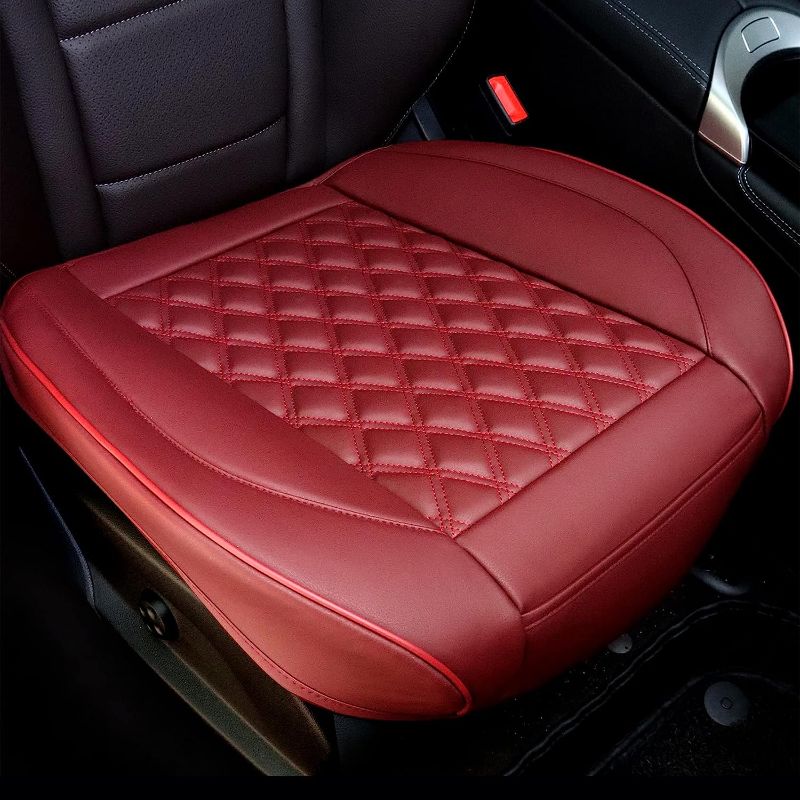 Photo 1 of 1 Piece Car Seat Covers Protectors for Front Seat Bottoms, Luxury PU Leather Car Interior Seat Cushion Pad Mat, Compatible with 90% Vehicles (Sedan SUV Truck Jeep Mini Van) (Red-1PCS)
