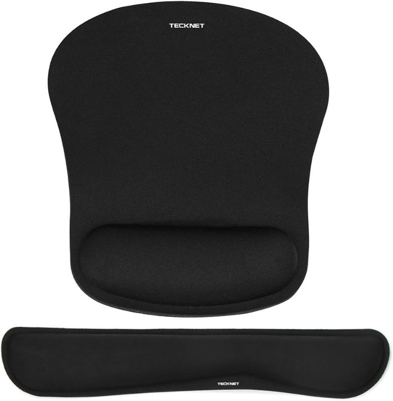 Photo 1 of TECKNET Keyboard Wrist Rest and Mouse Pad with Wrist Support, Memory Foam Set for Computer/Laptop/Mac, Lightweight for Easy Typing & Pain Relief Ergonomic Mousepad (Black)