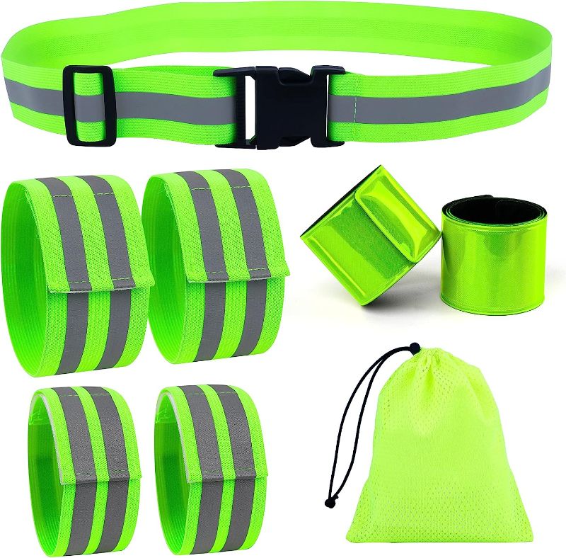 Photo 1 of 12 PCS  High Visibility Reflective Bands for Wrist, Arm, Ankle, Leg. Reflective Running Gear for Men and Women, Safety Reflective Straps Bracelets for Night Running, Cycling, Walking