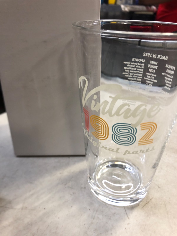 Photo 2 of 1982 Birthday Gifts Beer Pint Glass, Vintage 1982 Drinking Glasses, 16 Oz Tumbler Cups Gifts for Women Men Family Friends Coworkers, Ideal Gift for Thanksgiving Christmas