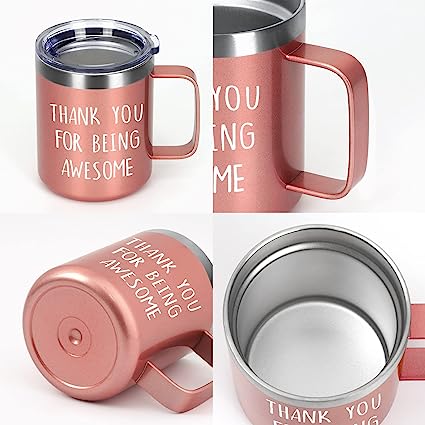 Photo 1 of  Thank You Gifts for Women, Thank You for Being Awesome Stainless Steel Insulated Coffee Mug, Appreciation Christmas Birthday Gifts for Coworker Teacher Friends Employee Her(12oz, Rose Gold)