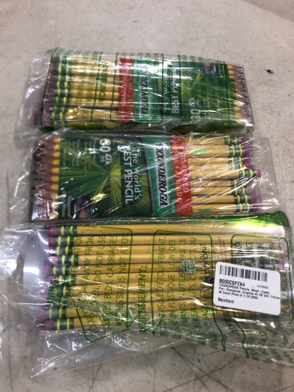 Photo 2 of TICONDEROGA Pencils, Wood-Cased, Pre-Sharpened, Graphite #2 HB Soft, Yellow, 30-Pack (X13830) 30 Count (Pack of 3)