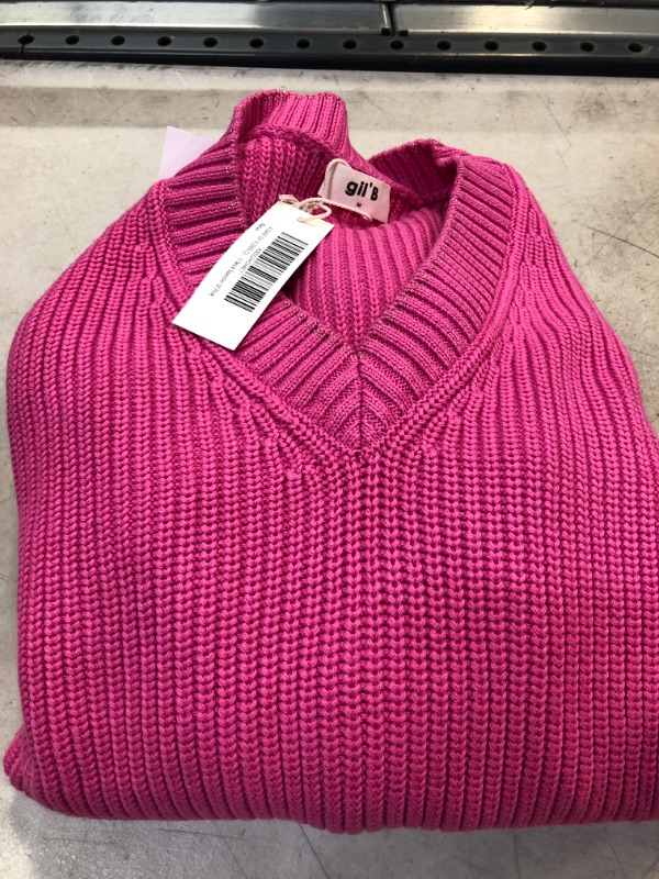 Photo 1 of Gil' B 100% Cotton Midweight Knitted V Neck Bell Sleeve Sweater SIZE MEDIUM
