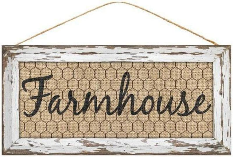 Photo 1 of 12" Wooden Sign: Farmhouse - Distressed Wood Wall or Door Hanger (White)