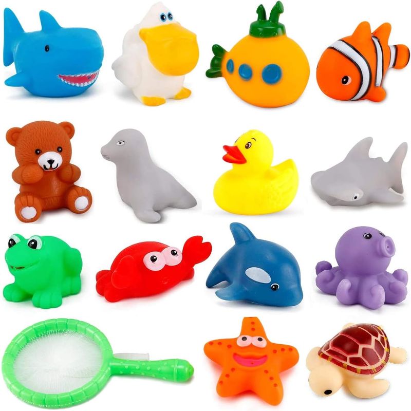 Photo 1 of  Ocean Animals Water Bathtub Toy Set - Squeeze and Play with Floating Sea Creatures - Fun Bath Time Toys for Toddlers and Kids PACKAGING MAY VARY. SEE 2ND PHOTO
