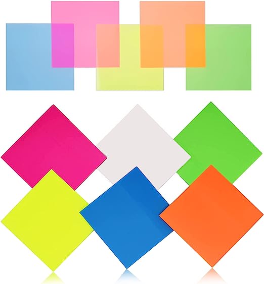 Photo 1 of MELEOS Transparent Sticky Notes 3x3 Inches (6-Pads/300 Sheets) See Through Sticky Notes | Easy Post Translucent Notes | Bright Colors Self Stick Pads