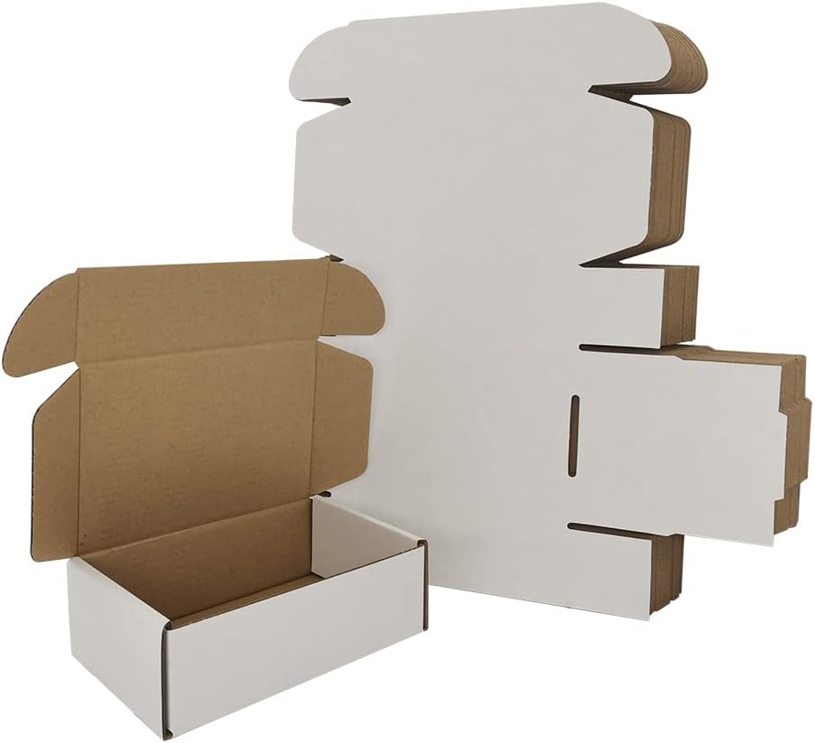 Photo 1 of 50 Pack 6x4x2'' Small Shipping Boxes, White Corrugated Cardboard Literature Mailers, Mailing Packaging Supplies for Small Business (W642-50)