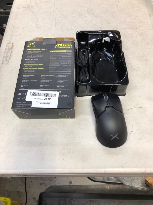 Photo 2 of DeLUX M800PRO Wireless Gaming Mouse - PAW 3370 Sensor, Multi-Device Connection, TTC Encoder Wheel, 19000DPI, 70g Lightweight, 56Hr Battery, 6 Programmable Buttons & LOD Adjustment (Black) Wireless-PAW3370-19000DPI