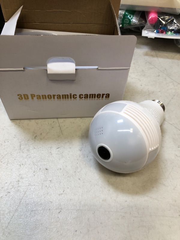 Photo 2 of EVERSECU 360° Panoramic View 1080P WiFi IP Bulb Camera with FishEye Lens 360 Degree 3D VR Panoramic View Home Security CCTV Camera Wirelss Security Camera