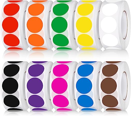 Photo 1 of 105000 Pieces 3/4 Inch Round Color Coding Labels Roll Adhesive Solid Colors Dot Stickers Assorted Colored Circle Stickers for Inventory Organize, File Classification, 10 Colors