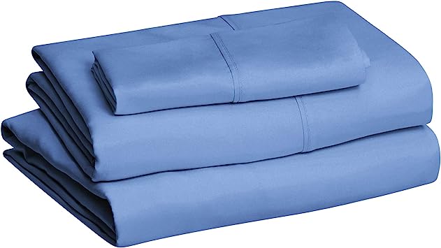 Photo 1 of Amazon Basics Lightweight Super Soft Easy Care Microfiber 3 Piece Bed Sheet Set With 14” Deep Pockets, Twin XL, Dutch Blue, Solid