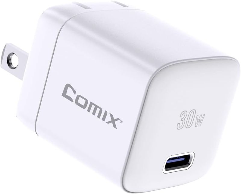 Photo 2 of USB C Wall Charger, Comix 30W PD3.0 PPS USB-C Fast Charger Adapter, Super Mini GaN Foldable Charger for iPhone 14 13 12 Pro Max, MacBook Air, iPad Pro, Galaxy S22/ S21, Pixel 6 Pro/6 and More
