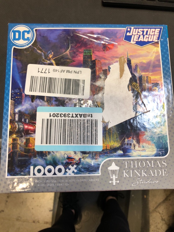 Photo 2 of Ceaco - Thomas Kinkade - DC Comics - Justice League Showdown at Gotham Pier - 1000 Piece Jigsaw Puzzle