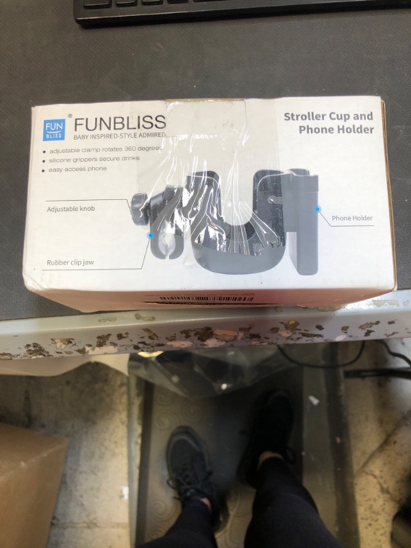 Photo 2 of Funbliss Stroller Cup Holder with Phone Holder, Bike Cup Holder,Complimentary 2 Stroller Hooks,Cup Phone Holder for Stroller, Bike, Wheelchair, Walker, Scooter, Black