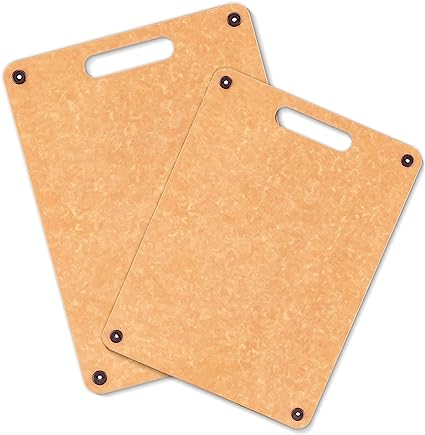 Photo 1 of "Arco Design" Wood Fiber Cutting Boards | Extremely Durable | Non-Porous | Food and Dishwasher Safe | 100% Eco-Friendly | Knife Friendly (AS Style | Set of 2 units (17.3" x 12.8" | 14.5" x 10.8"