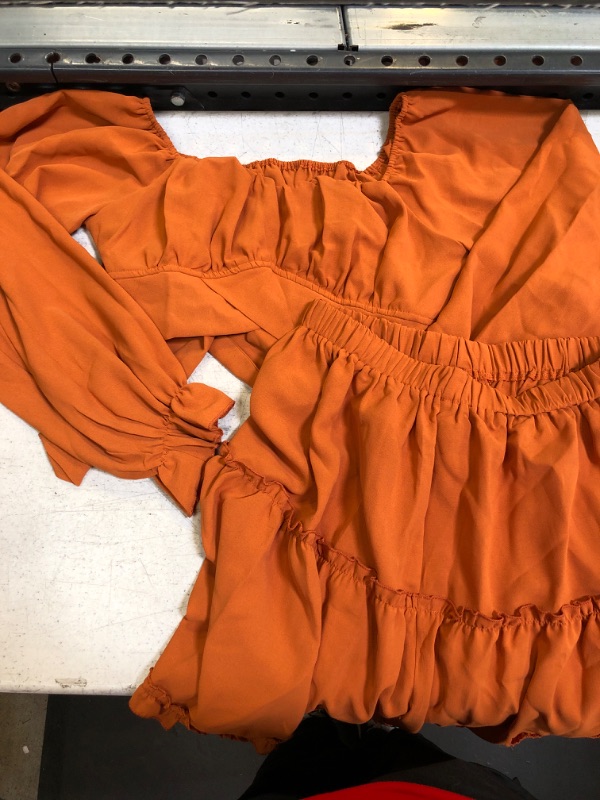 Photo 1 of 2 Piece Cropped Top Skirt Set Burnt Orange Large 