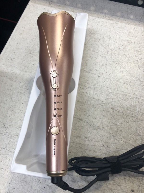 Photo 2 of Auto Hair Curler, Automatic Curling Iron Wand with 1" Large Rotating Barrel & 4 Temps & 3 Timer Settings, Curling Iron with Dual Voltage, Auto Shut-Off, Fast Heating for Hair Styling (Rose Gold)