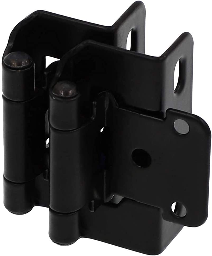 Photo 1 of 1/2" Overlay Semi Partial Wrap Around Kitchen Cabinet Hinges (25 Pair -50 Pack) - Self Closing Matte Black Cabinet Hinges for Kitchen Cabinets w/Cupboard Silicon Bumpers & Upgraded Screws