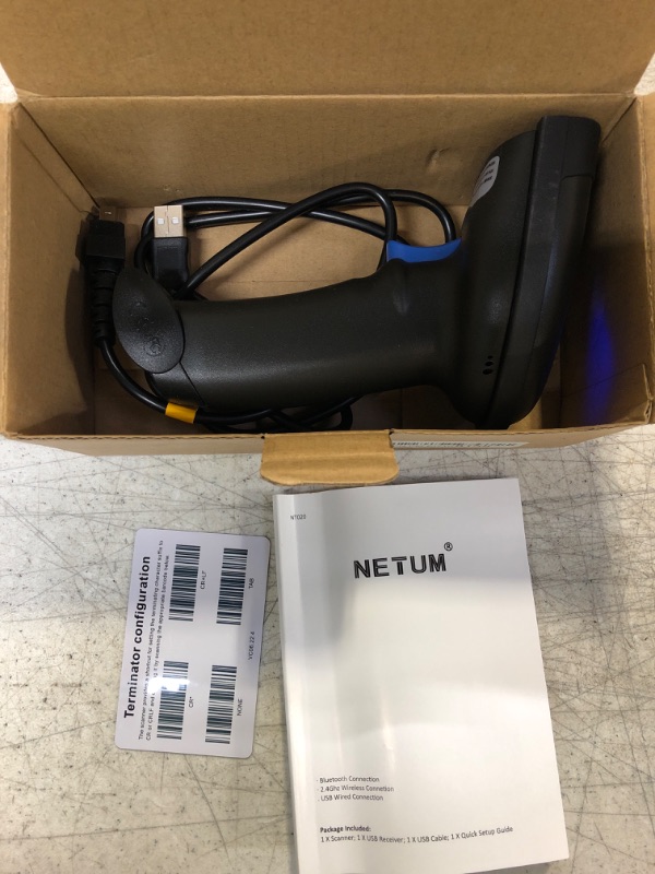 Photo 2 of NETUM Bluetooth Barcode Scanner, Compatible with 2.4G Wireless & Bluetooth Function & Wired Connection, Connect Smart Phone, Tablet, PC, CCD Bar Code Reader Work with Windows, Mac,Android, iOS
