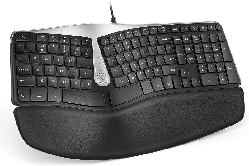 Photo 1 of Nulea Ergonomic Keyboard, Wired Split Keyboard with Pillowed Wrist and Palm Support, Featuring Dual USB Ports, Natural Typing Keyboard for Carpal Tunnel, Compatible with Windows/Mac
