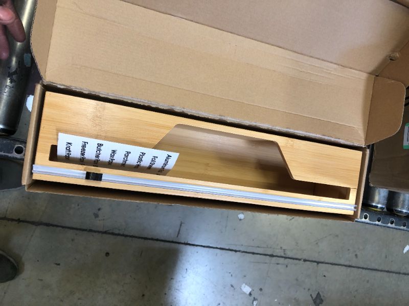 Photo 1 of Libreshine Extra Long Butcher Paper Dispenser with Cutter, Holder for 18 Inch Aluminum Foil, Freezer Paper, Kraft Paper, Craft Paper Roll, Bamboo Wall Mount & Tabletop Foil Organizer