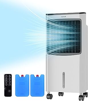 Photo 1 of 3-IN-1 Evaporative Air Cooler, Wide Oscillating Air Cooler with Humidifier, Remote Control, 2 Ice Packs & 2.1 Gallons Water Tank. Portable Tower fan for Room, Office & Home
