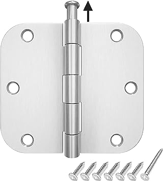 Photo 1 of 10 Pack Rounded Door Hinges 3.5 x 3.5 inch, 5/8 Radius, Brushed Nickel 