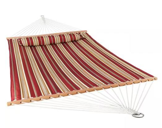 Photo 1 of 11-3/4 ft. Quilted Double Fabric 2-Person Hammock in Red Stripe
