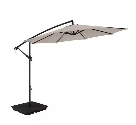 Photo 1 of 10 ft. Steel Cantilever Patio Umbrella in Riverbed Brown

