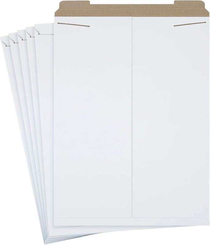 Photo 1 of APQ Tab Lock Mailers 20 x 27 Inch, Pack of 5 White Cardboard Envelopes, Sturdy Double Wall Rigid Mailers with Locking Tab, Minimalistic Rigid Cardboard Mailers for Artworks, Photo Mailers Rigid
