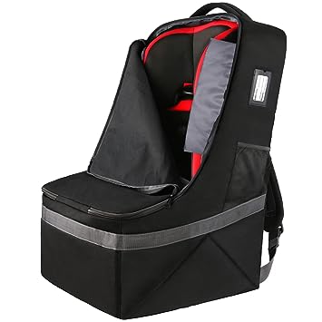 Photo 1 of YOREPEK Car Seat Travel Bag, Padded Car Seats Backpack, Large Durable Carseat Carrier Bag, Airport Gate Check Bag, Infant Seat Travel Bag with Padded Shoulder Strap, Travel Car Seat Cover, Black
