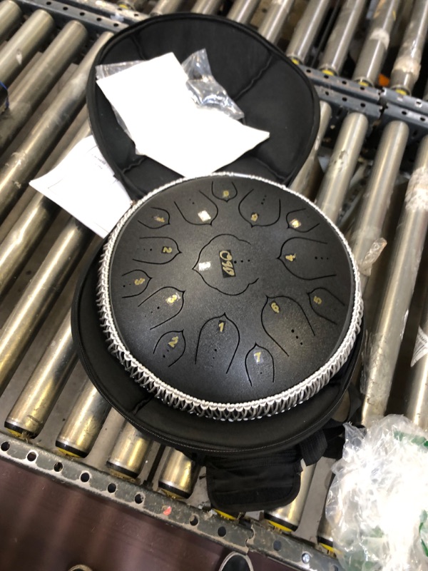 Photo 3 of 12 inches Steel Tongue Drum Black 11 Notes,C Major,with Padded Drum Bag and Couple of Mallets, peaceful sound
