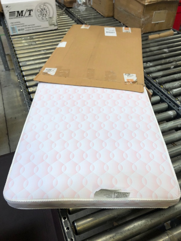 Photo 2 of Dream On Me Inner Spring Carina Collection Mattress, Wave Pink, 3" Vinyl Cover