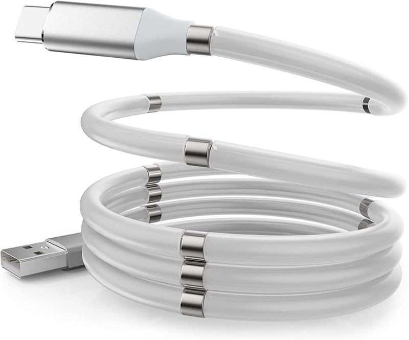 Photo 1 of New Magnetic Charging Cable, USB-Type C, Self Winding New Technology, Very Organized, Fashionable Fast Charging Cable (Type-C, White)
