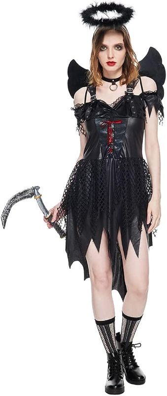 Photo 1 of EraSpooky Women Fallen Angel Costume Gothic Adult Dark Desire Party Dress
