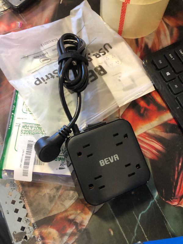 Photo 1 of Power Strip with USB C, 4 Widely Spaced Outlets and 4 USB Ports 5 FT Extension Cord, BEVA Surge Protector Power Strip Mountable USB Power Strip 1250W/10A for College Essentials Dorm Room Essentials
