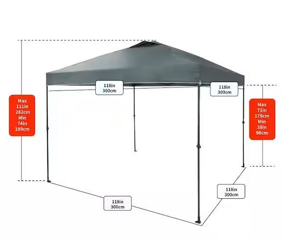 Photo 1 of 10 ft. x 10 ft. Grey Instant Canopy Pop Up Tent
