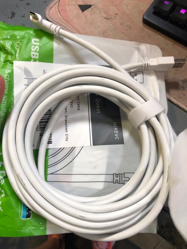 Photo 1 of UIREVC 16ft Link Cable Compatible with Meta Quest 2, High Speed VR Cable for Oculus Quest 2 Link Cable, USB 3.0 to USB C VR Cable, Link Cord for VR Headset Accessories & Gaming PC/Steam VR 16ft White