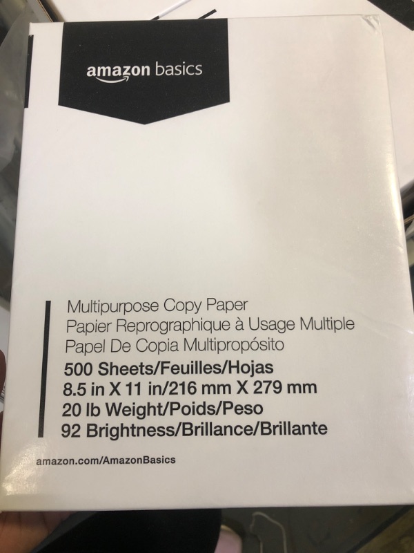 Photo 2 of Amazon Basics Multipurpose Copy Printer Paper, 8.5 x 11 Inch 20Lb Paper - 1 Ream (500 Sheets), 92 GE Bright White 1 Ream | 500 Sheets Multipurpose (8.5x11) Paper