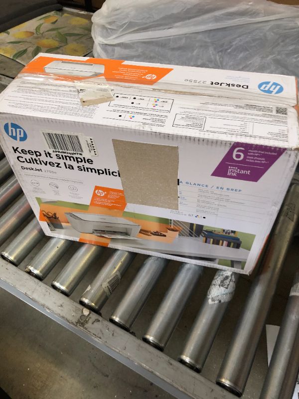 Photo 3 of HP DeskJet 2755e Wireless Color All-in-One Printer with bonus 6 months Instant Ink (26K67A), white