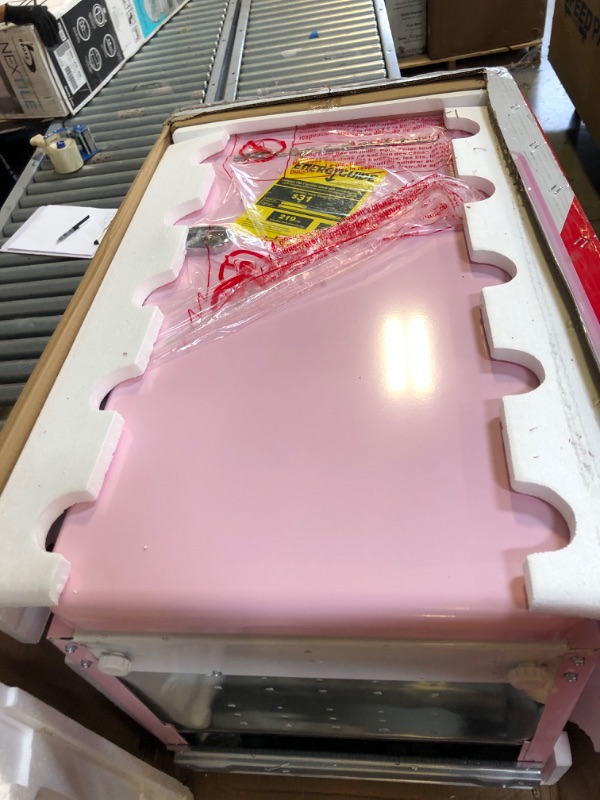 Photo 3 of Frigidaire EFR372-PINK 3.2 Cu Ft Pink Retro Compact Rounded Corner Premium Mini Fridge & Ninestars DZT-12-5PK Bedroom or Bathroom Automatic Touchless Infrared Motion (Rectangular, Pink) Trashcan Pink Fridge + Kitchen Trash Cans