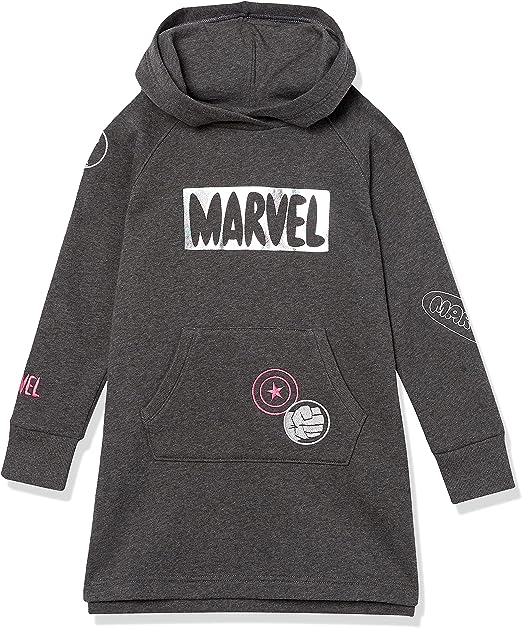 Photo 1 of Amazon Essentials Disney | Marvel | Star Wars | Frozen | Princess Girls and Toddlers' Fleece Long-Sleeve Hooded Dresses. 4T
