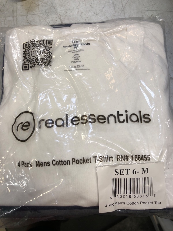 Photo 1 of Real Essentials 4 Pack: Men's Cotton Performance Short Sleeve Crew Neck Pocket T-Shirt Athletic Top (Available in Big & Tall) Standard Medium Set 6