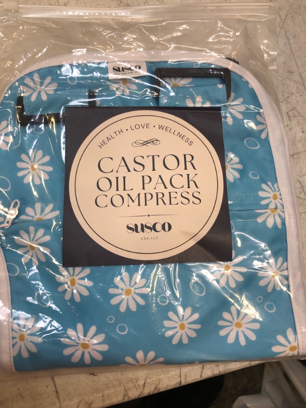 Photo 2 of Castor Oil Pack Wrap Compress by Susco USA - Less Mess, Reusable, Easy to Use, Adjustable Straps for Comfortable Fit - Organic, Liver Detox, Digestion, Constipation, Inflammation, Better Sleep (Blue)