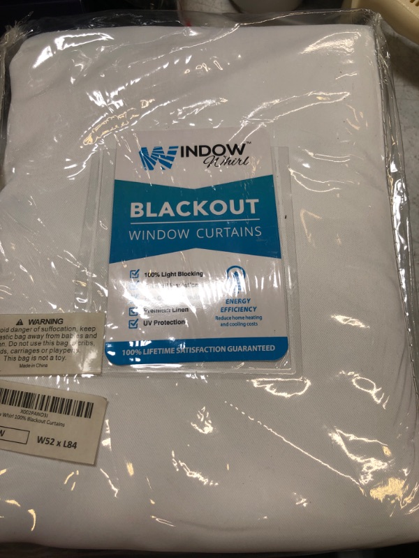 Photo 2 of 100% Blackout Window Curtains: Room Darkening Thermal Window Treatment with Light Blocking Black Liner for Bedroom, Nursery and Day Sleep - 2 Pack of Drapes, Brilliant White (84” Drop x 52” Wide Each) Brilliant White W52 x L84